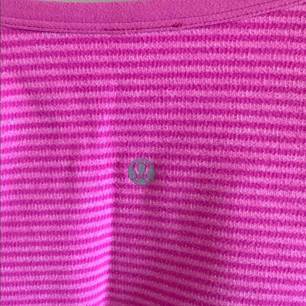Lululemon hot pink striped long sleeve heavyweight shirt. Fitted. - Picture 3 of 5